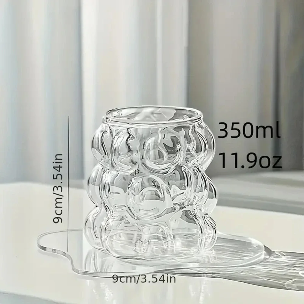 2 Transparent Bubble Cold Glass Juice‎ Milk Drinkware Cocktail Drinking Glasses